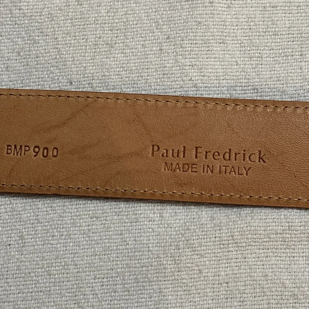 Paul Fredrick Cognac Brown Leather Belt Mens 46 Made in Italy‎ Office Casual